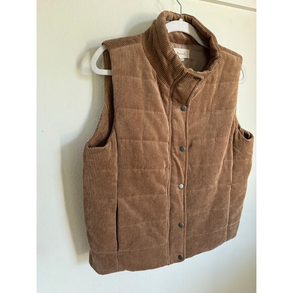 Becool Women's Corduroy Ribbed Full-Zip Vest Mock Neck Fall Winter Gear Size L - Picture 2 of 8
